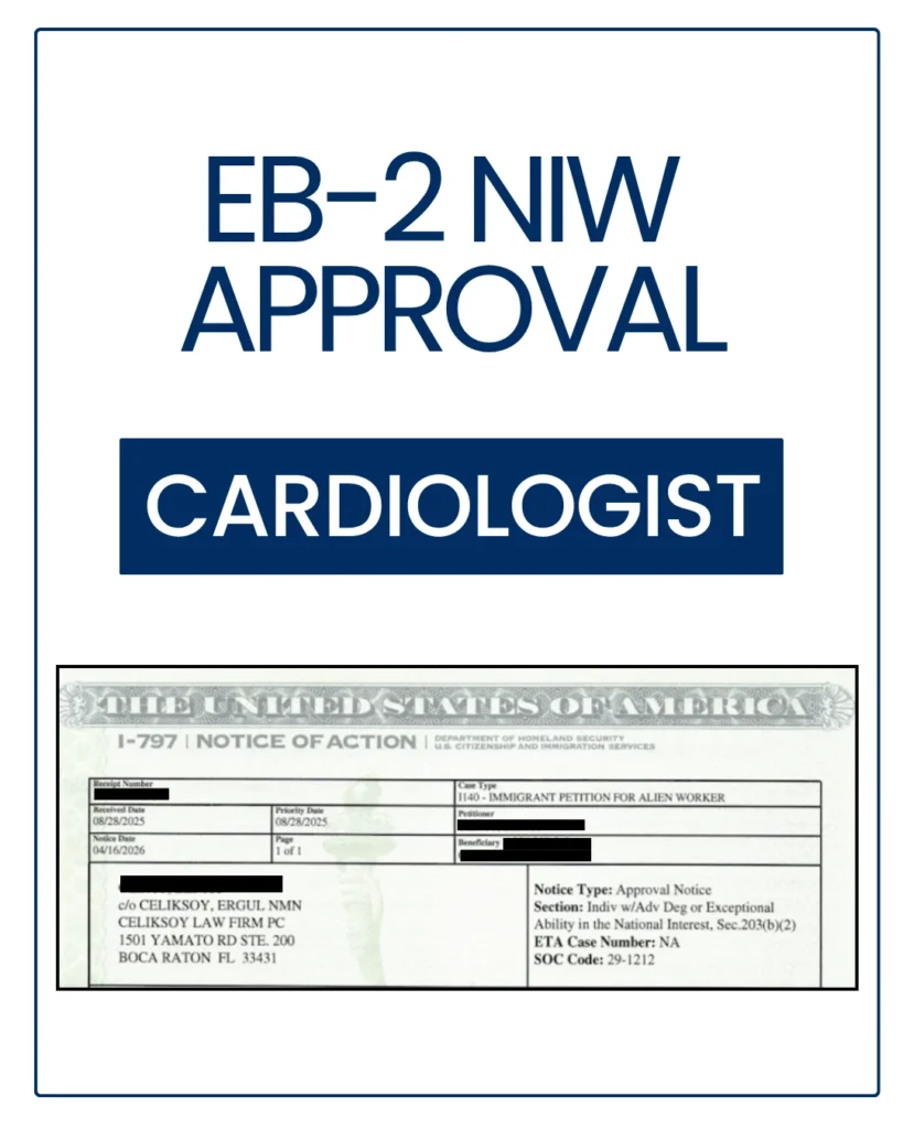 EB-2 NIW approval notice with personal details redacted