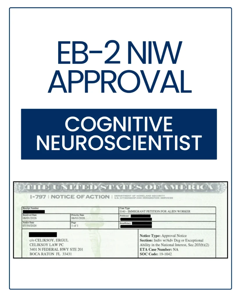 EB-2 NIW approval notice with personal details redacted