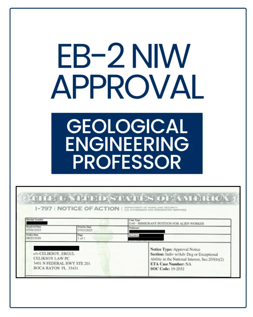 EB-2 NIW approval notice with personal details redacted