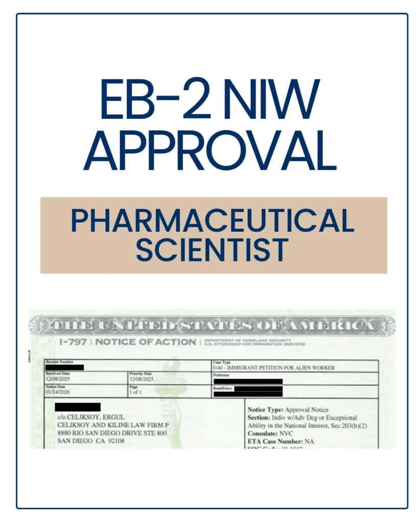 EB-2 NIW approval notice with personal details redacted