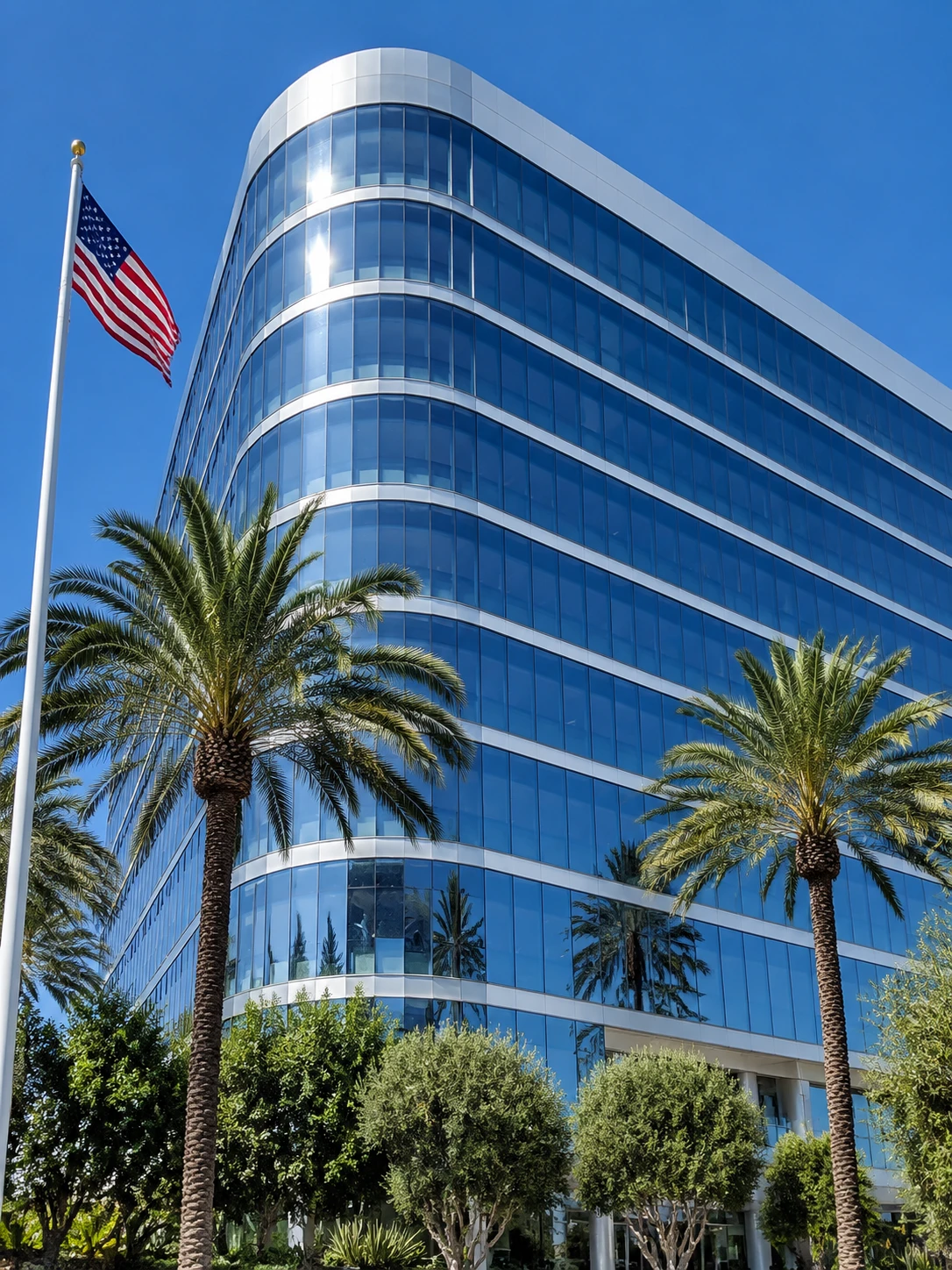 Contemporary glass office building in the United States representing the US immigration practice of Celiksoy Immigration Lawyers