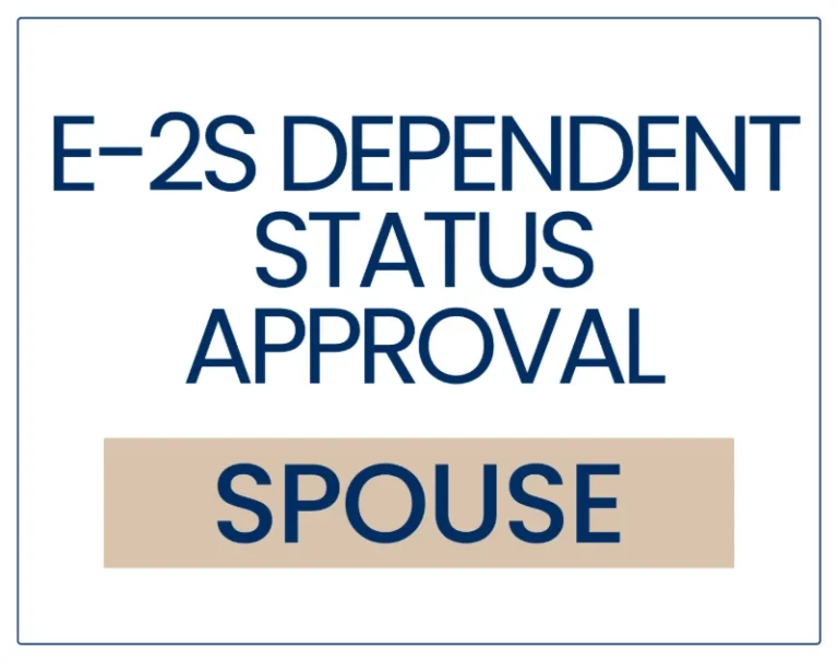 E-2S dependent spouse approval card for the spouse of a premium vehicle rental entrepreneur